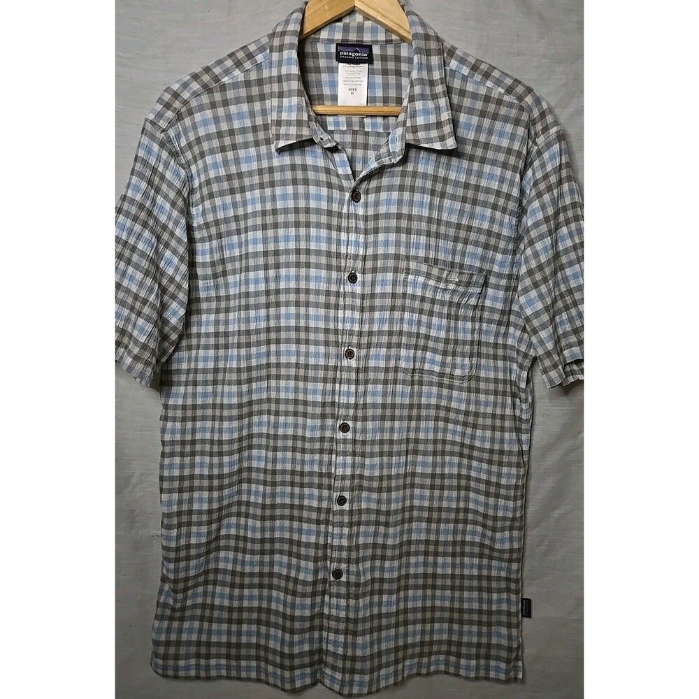Patagonia Organic Cotton Short Sleeve Button Shirt, Sz XL, Checkered Multicolor